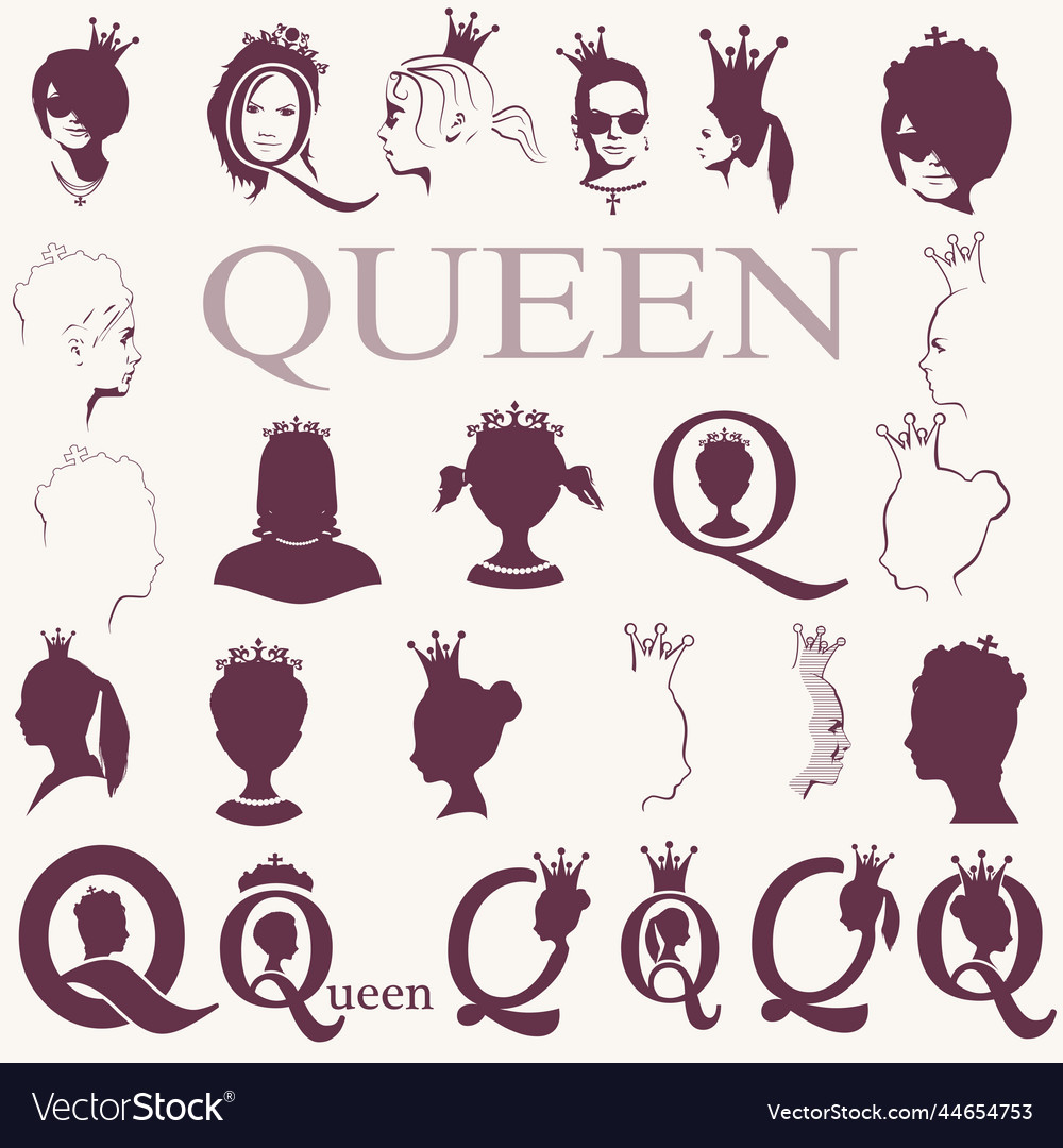 Queens silhouettes collection isolated icons