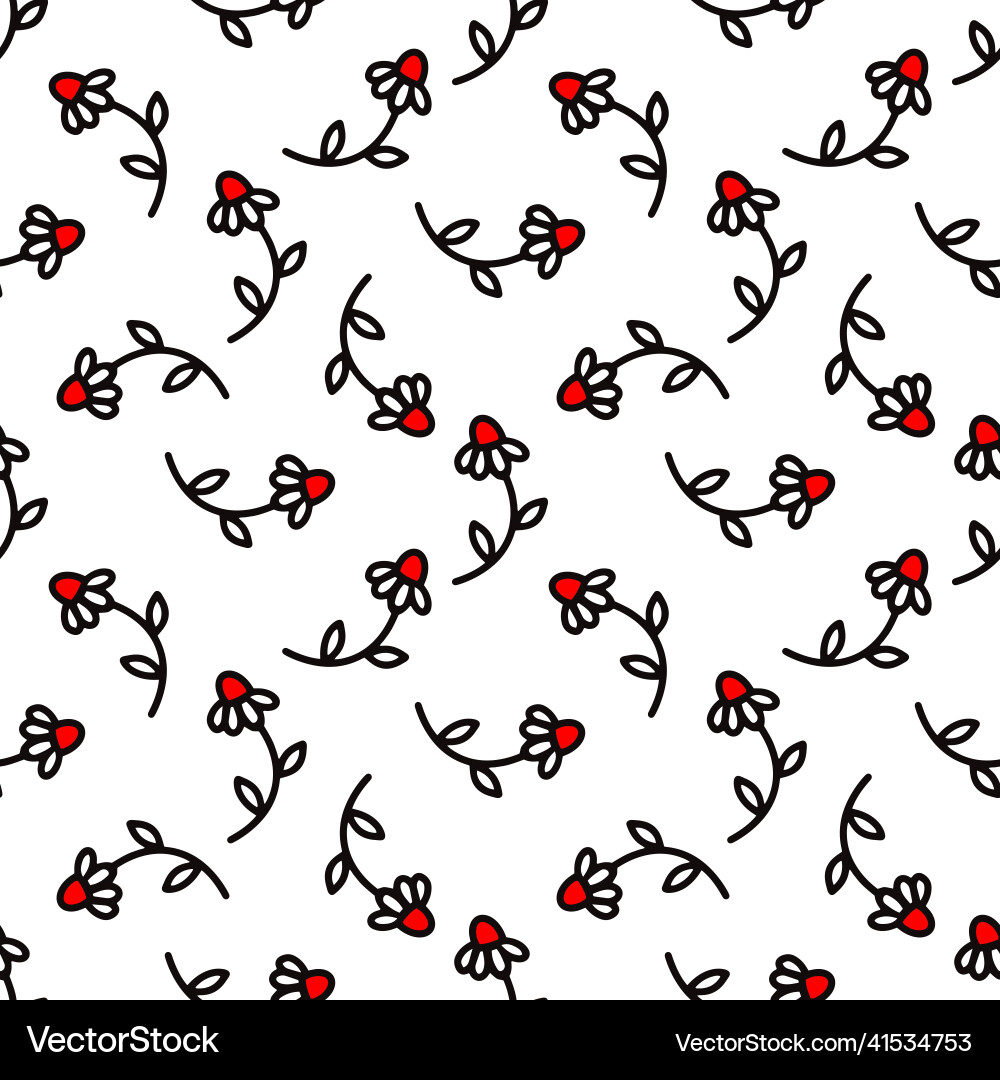 Seamless linear pattern with chamomile flowers Vector Image