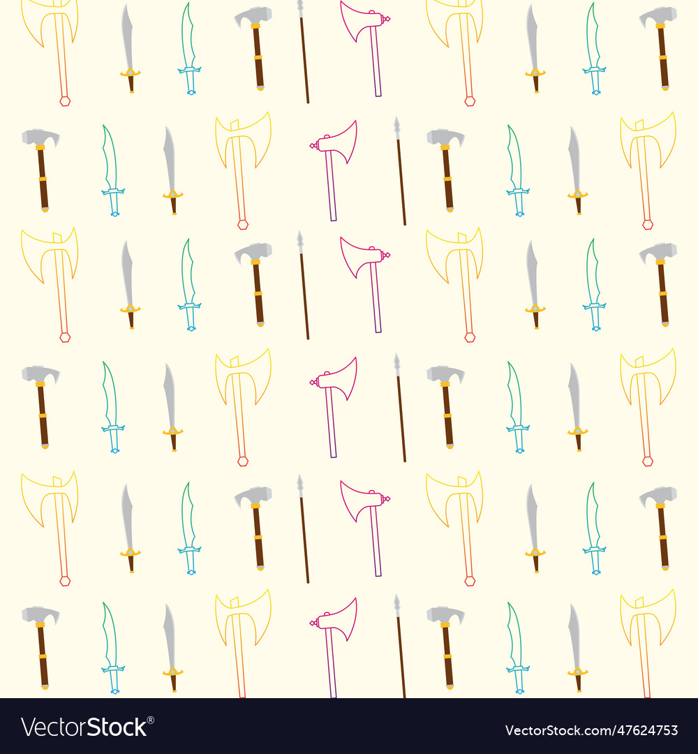 Seamless pattern background with medieval weapons