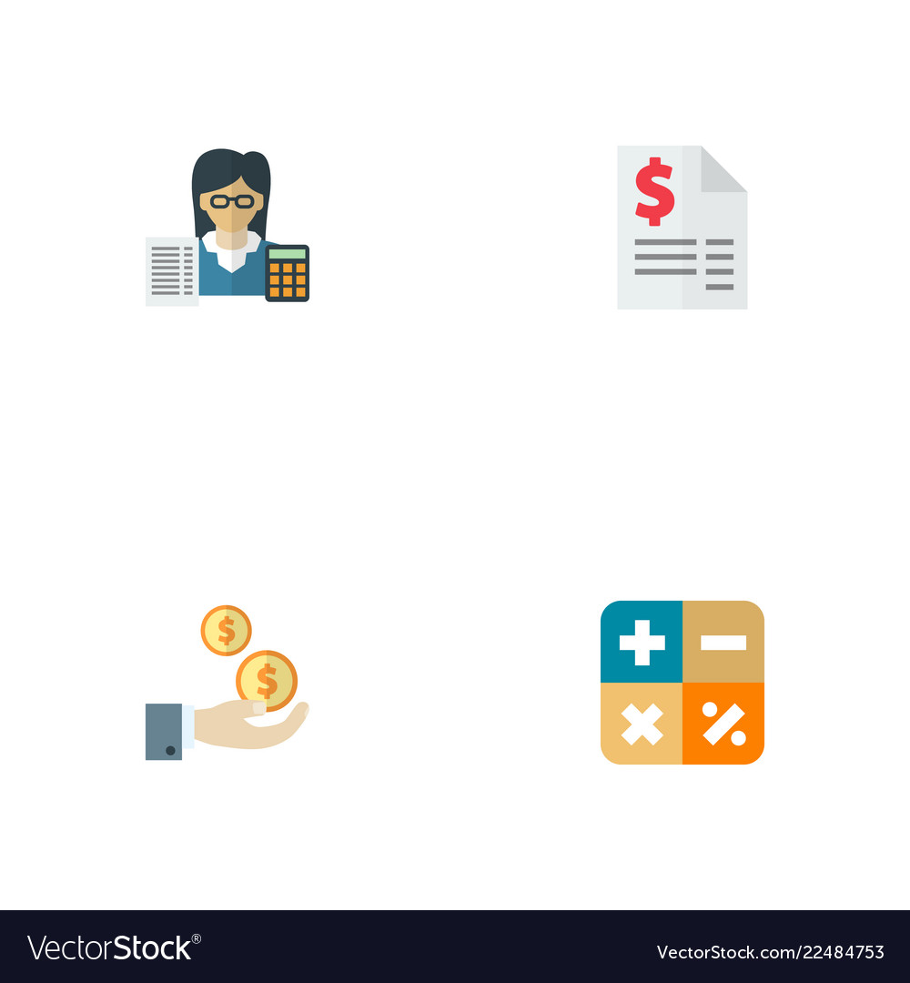 Set accounting icons flat style symbols