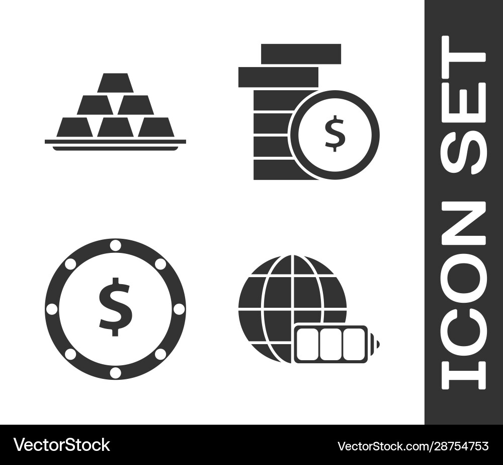 Set battery charge level indicator with earth Vector Image