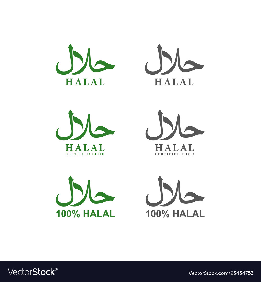 Set halal logo design food emblem