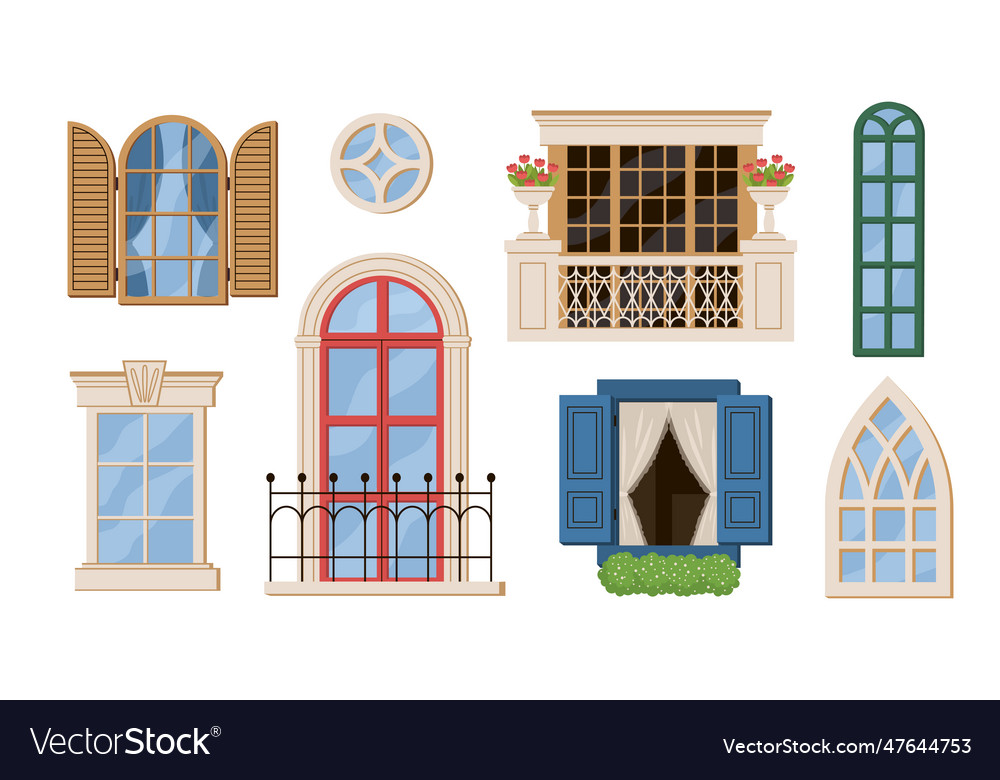 Set of window frames concept vector image Set of window frames concept