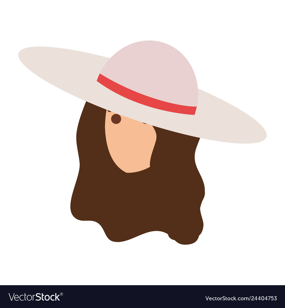 Tourist girl with summer hat head character