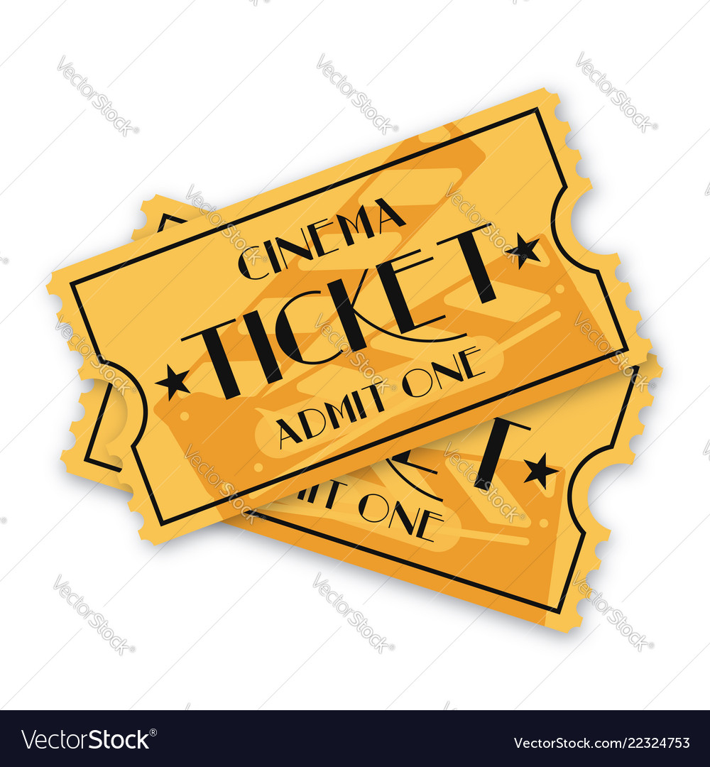 Two cinema ticket isolated on background vintage Vector Image