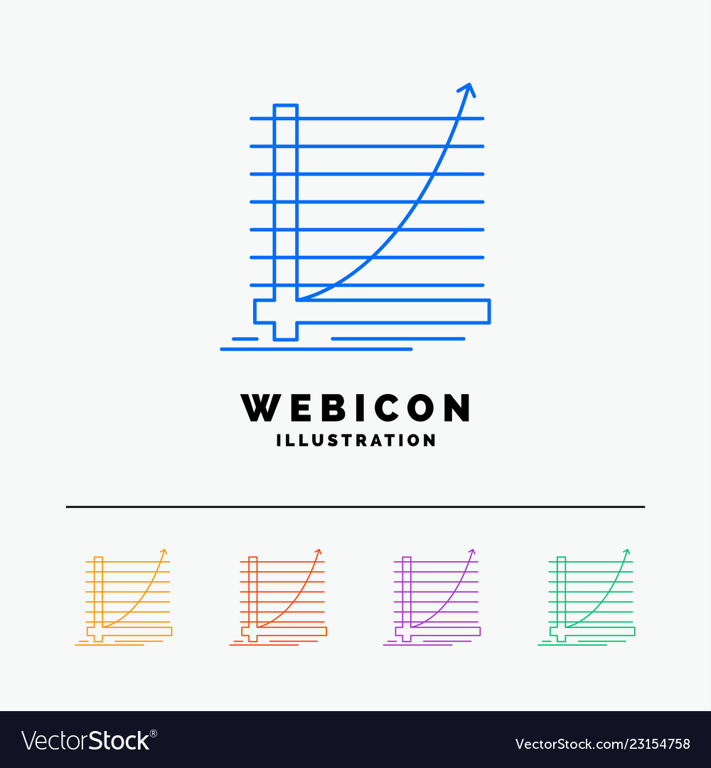 Arrow chart curve experience goal 5 color line vector image Arrow chart curve experience goal 5 color line