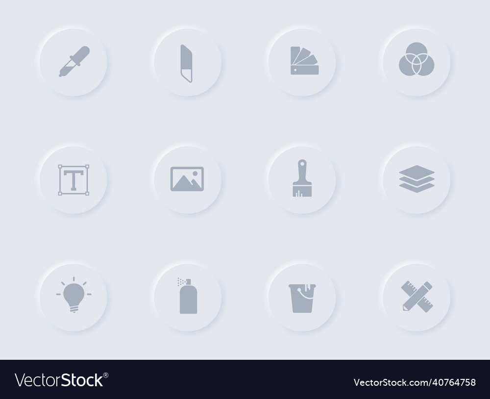 Art and design gray icons on round buttons vector image Art and design gray icons on round buttons