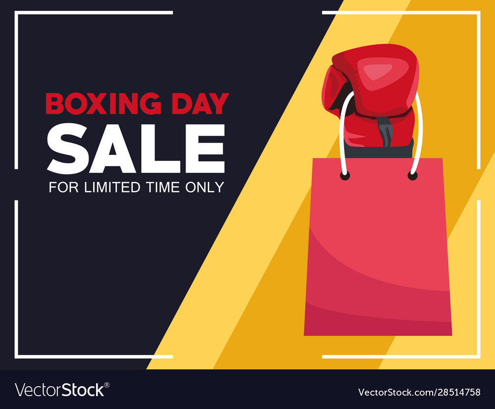 Boxing Day Sale Poster With Glove And Shopping Bag