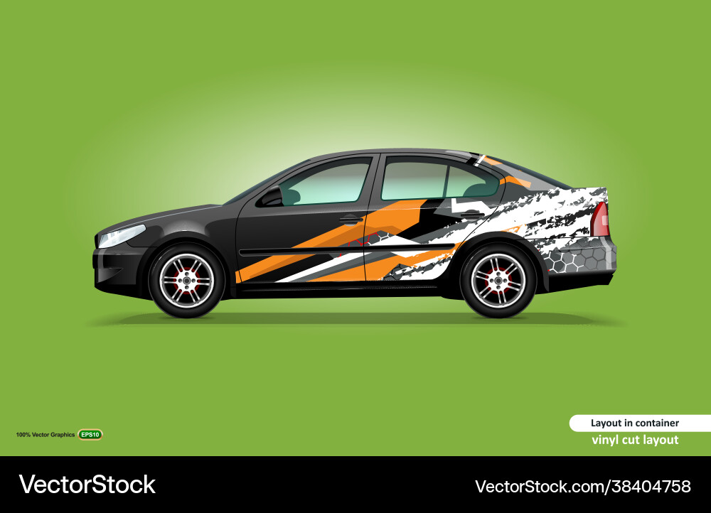 Car decal wrap design with abstract orange stripe Vector Image