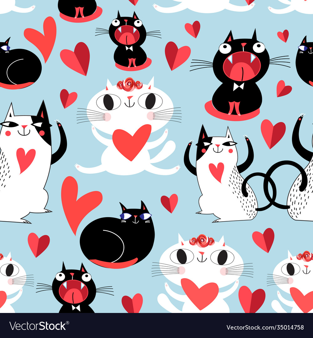 Funny seamless bright festive pattern lovers vector image Funny seamless bright festive pattern lovers