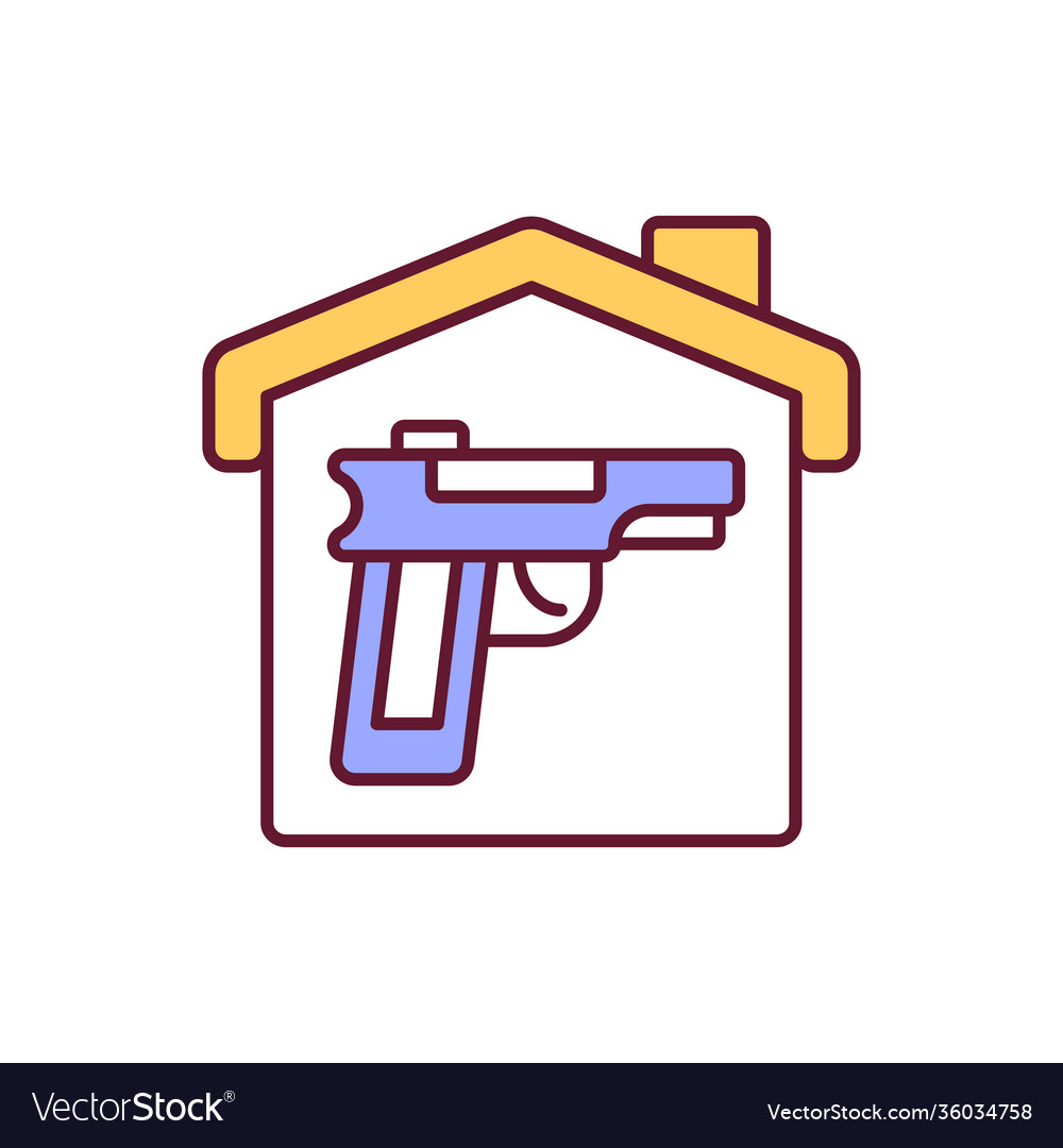 Gun for home security rgb color icon