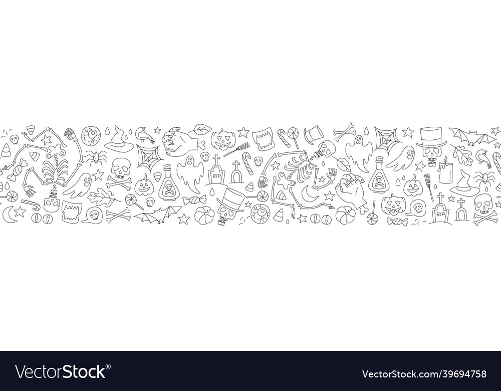 Halloween seamless pattern with cute skeleton vector image Halloween seamless pattern with cute skeleton