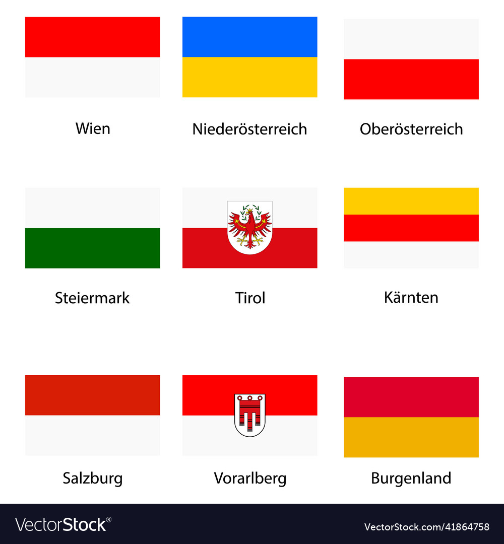 Icon set collection austria federal states flags Vector Image