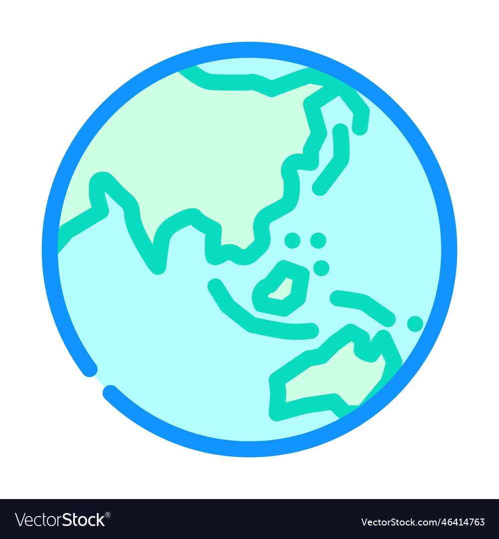 Asia earth planet map color icon Royalty Free Vector Image