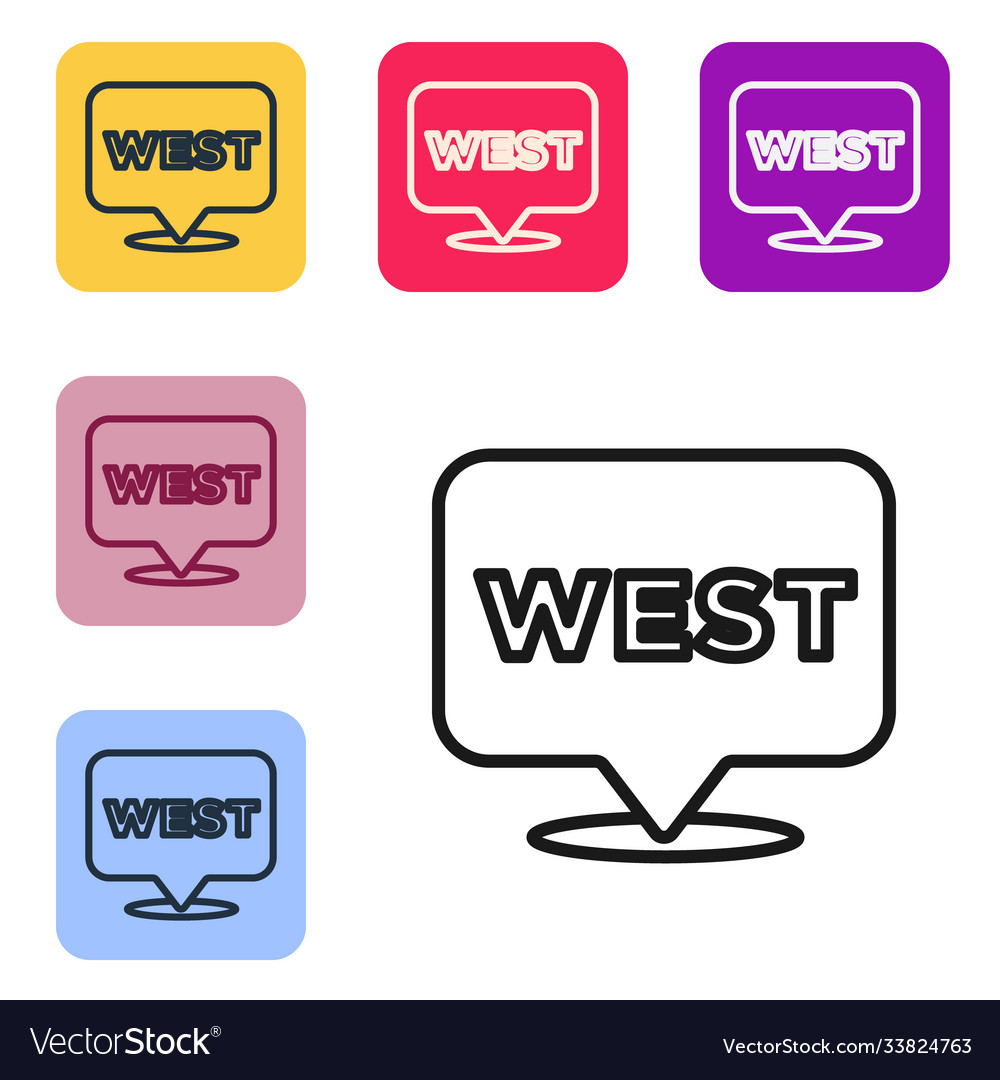 Black line pointer to wild west icon isolated