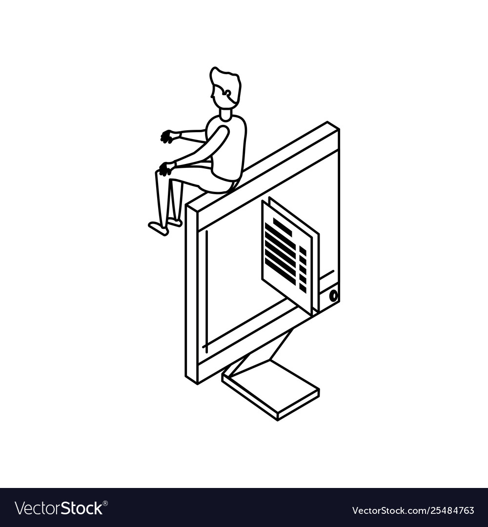 Businessman worker with computer and documents