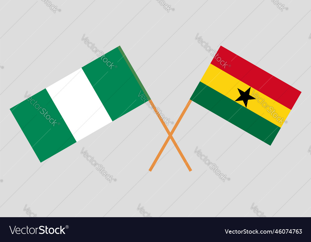 Crossed flags of nigeria and ghana official Vector Image