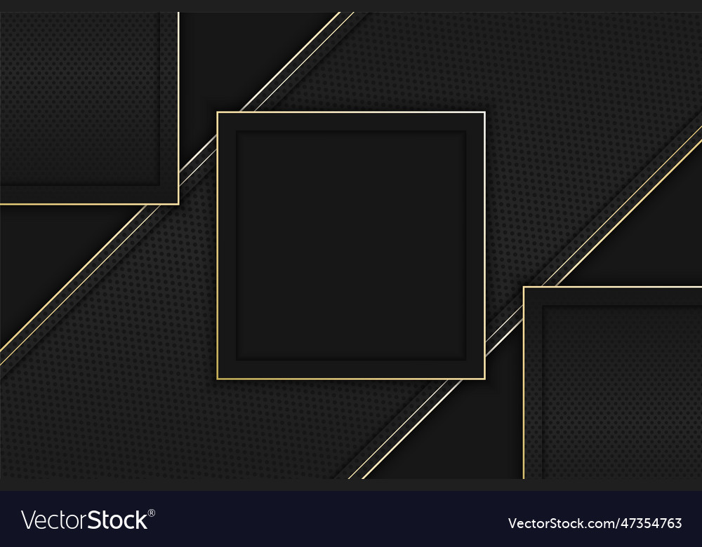 Dark rectangle frame with golden lines background vector image Dark rectangle frame with golden lines background