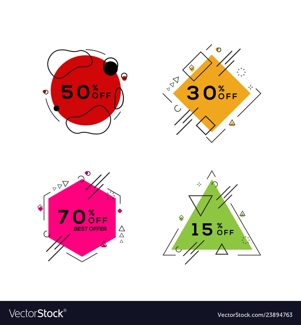 Geometric Colorful Abstract Banner Badge Set Vector Image