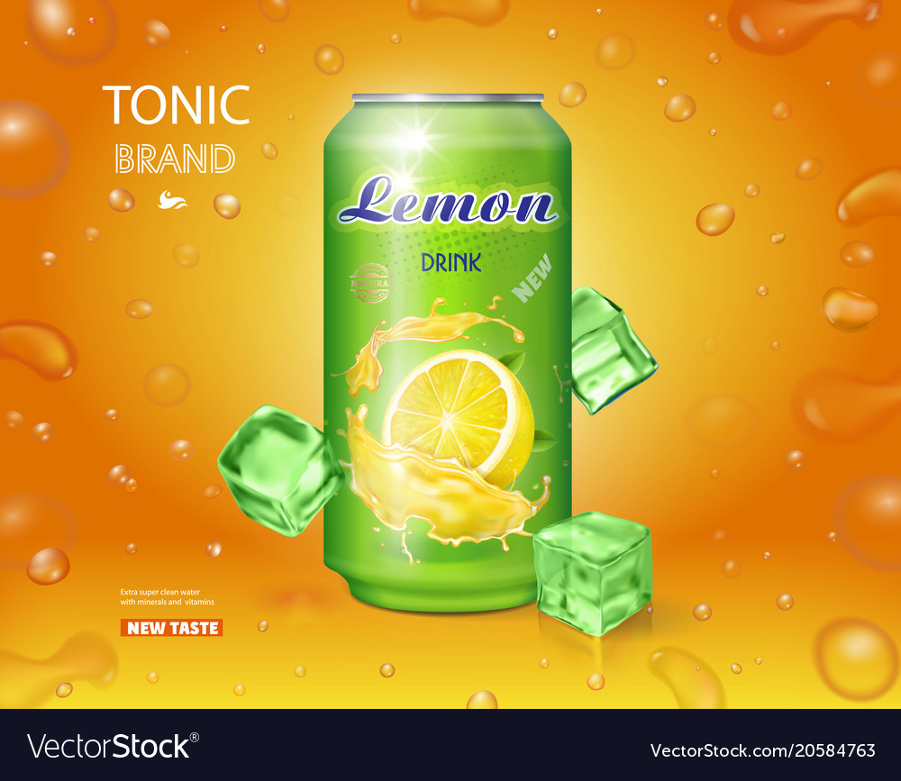 Lemon soft drink advertising lemonade can ads Vector Image