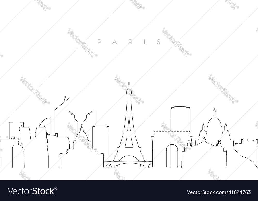 Outline paris skyline trendy template