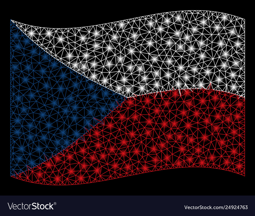 Waving czech flag mesh mit flare