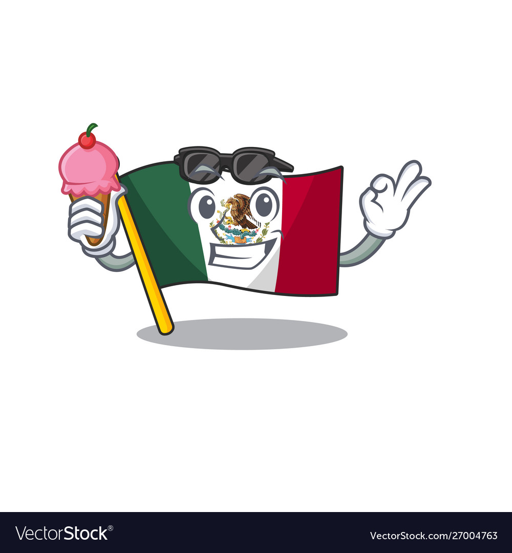 With ice cream flag mexico character in mascot