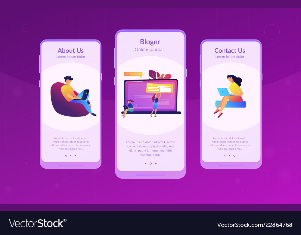 Bloging app interface template vector image Bloging app interface template