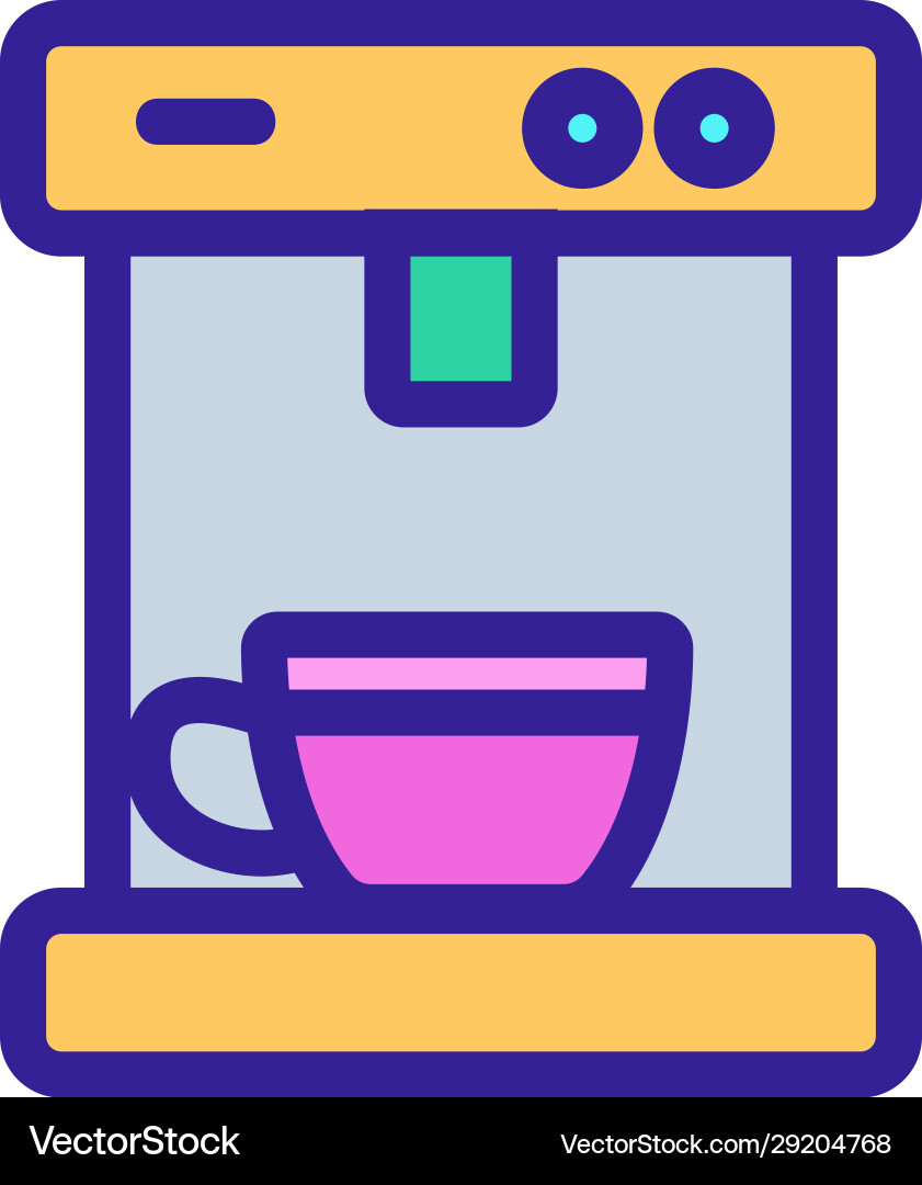 Coffee mashine icon isolated contour Royalty Free Vector