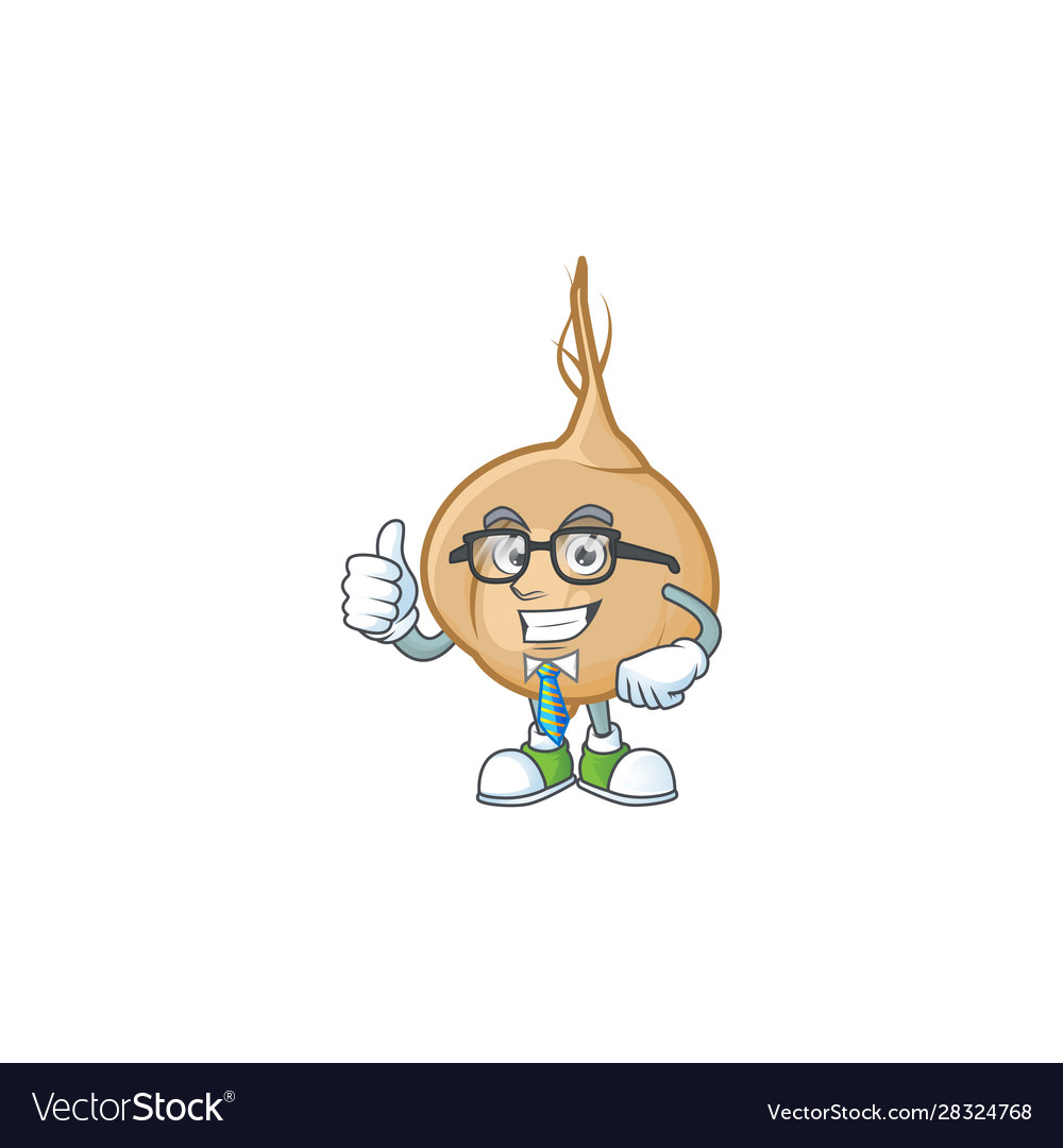 Cool businessman jicama mascot cartoon character