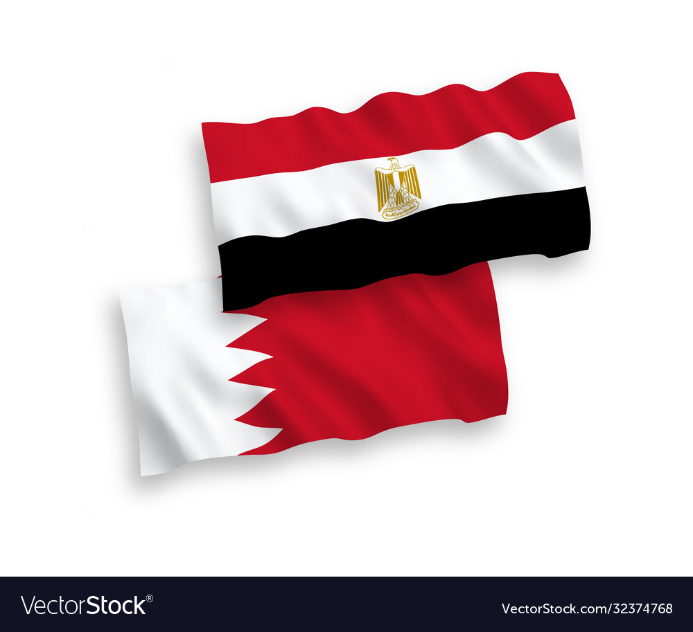 Ägypten und Bahrain Flaggen - Weißer Hintergrund