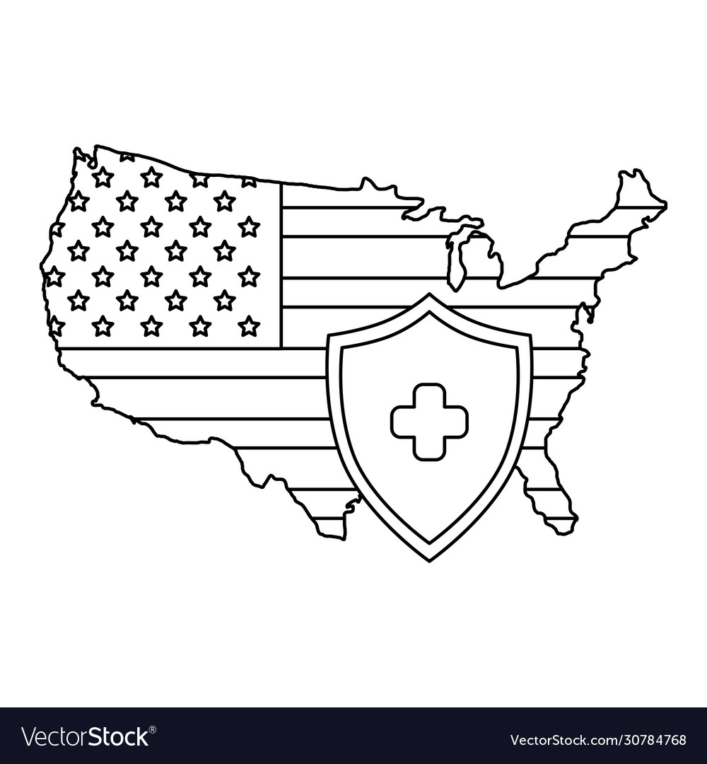 Map usa with shield isolated icon