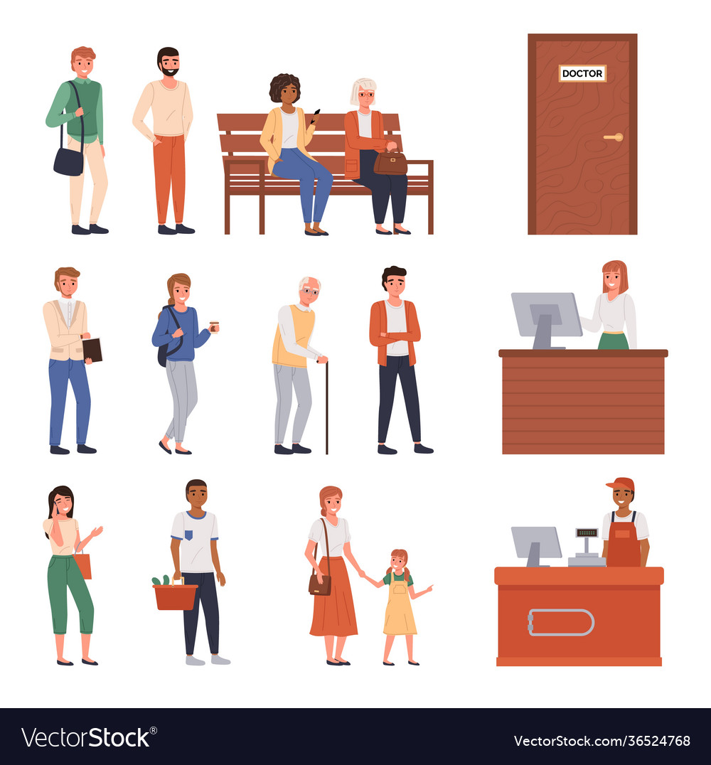 People queue different ages and nationalities vector image People queue different ages and nationalities