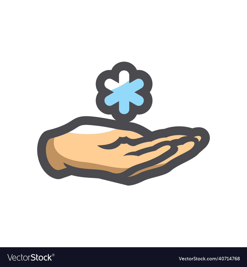 Snowflake on hand icon cartoon