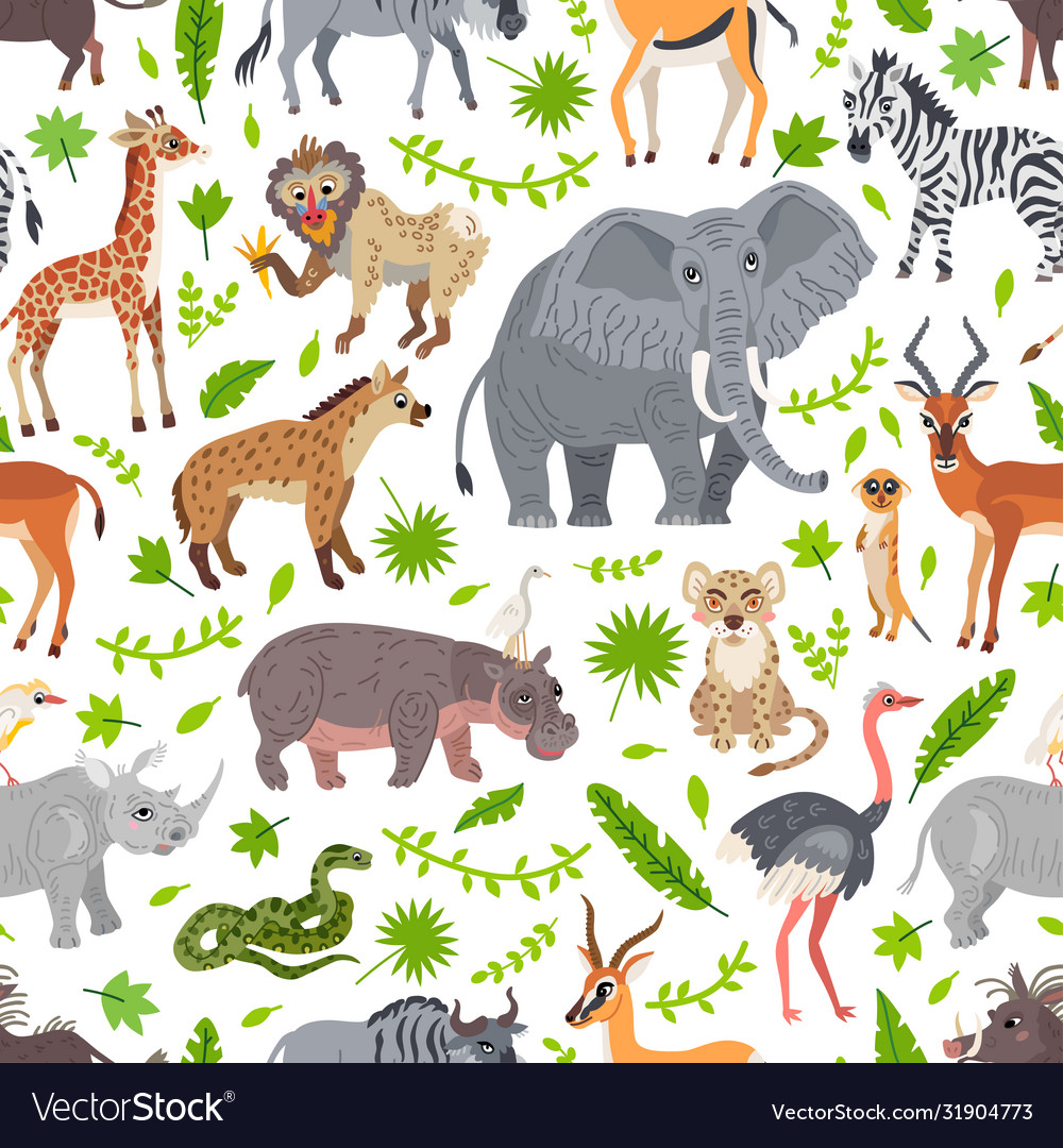 Africa savannah animals pattern wild tropic zoo