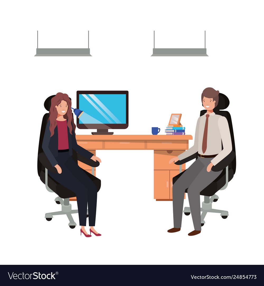 Couple business in work office avatar