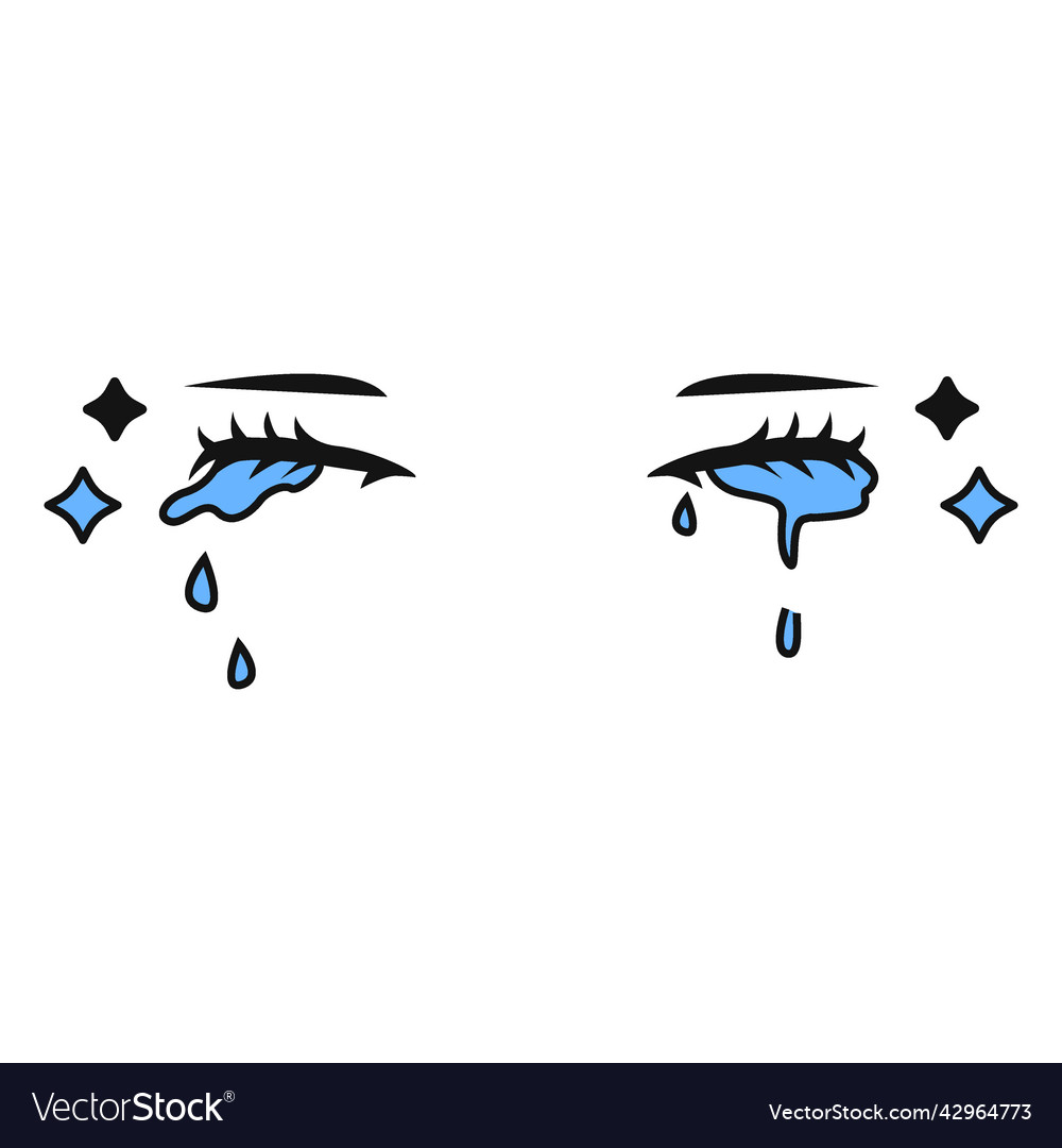 Crying eyes color stroke Royalty Free Vector Image