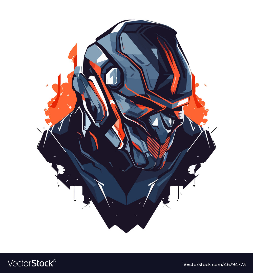 Cyborg mech warrior e-sport emblem logo