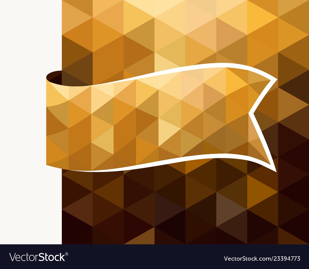 Golden triangular tag waving flag with shadow vector image Golden triangular tag waving flag with shadow