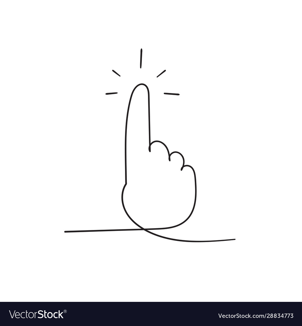 Hand pointer icon in doodle drawn continuous vector image Hand pointer icon in doodle drawn continuous