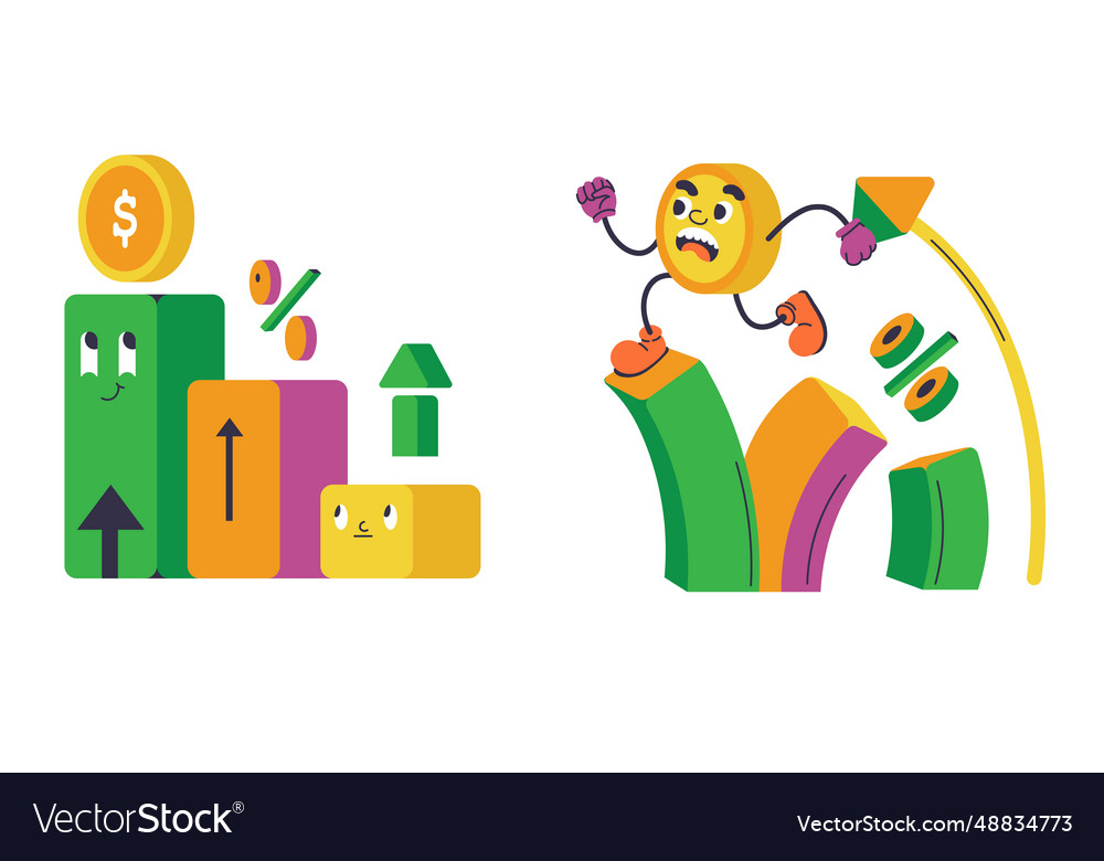 Money and capital growth coin character Royalty Free Vector