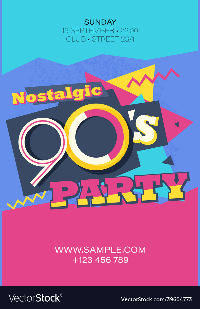 Party time the 90s style label retro background