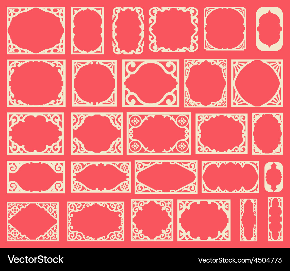 Set black vintage frames design elements Vector Image