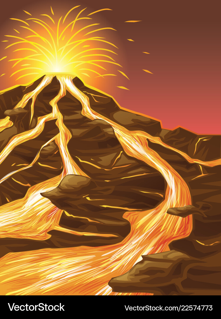 Volcanic Eruption Landscape Royalty Free Vector Image