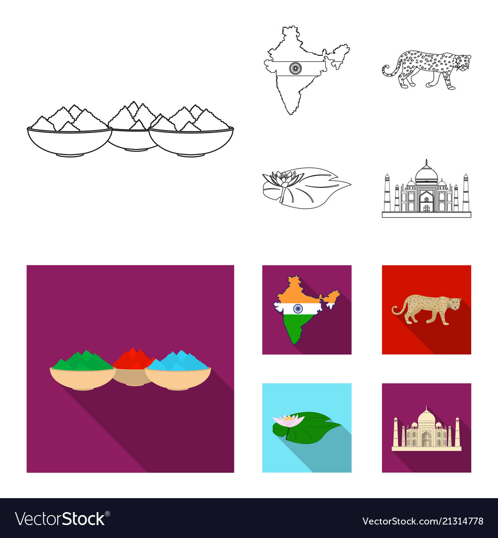 Country india outlineflat icons in set collection Vector Image