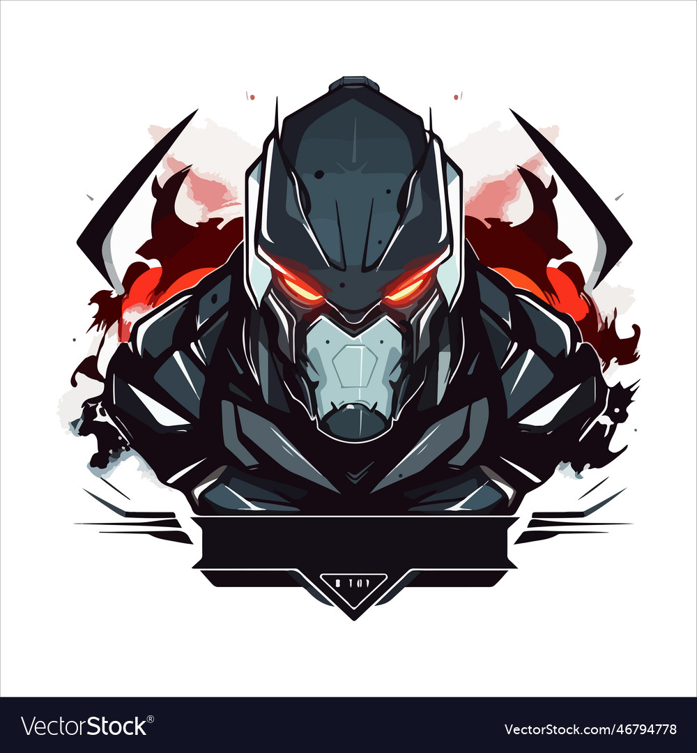 Cyborg mech warrior e-sport emblem logo vector image Cyborg mech warrior e-sport emblem logo