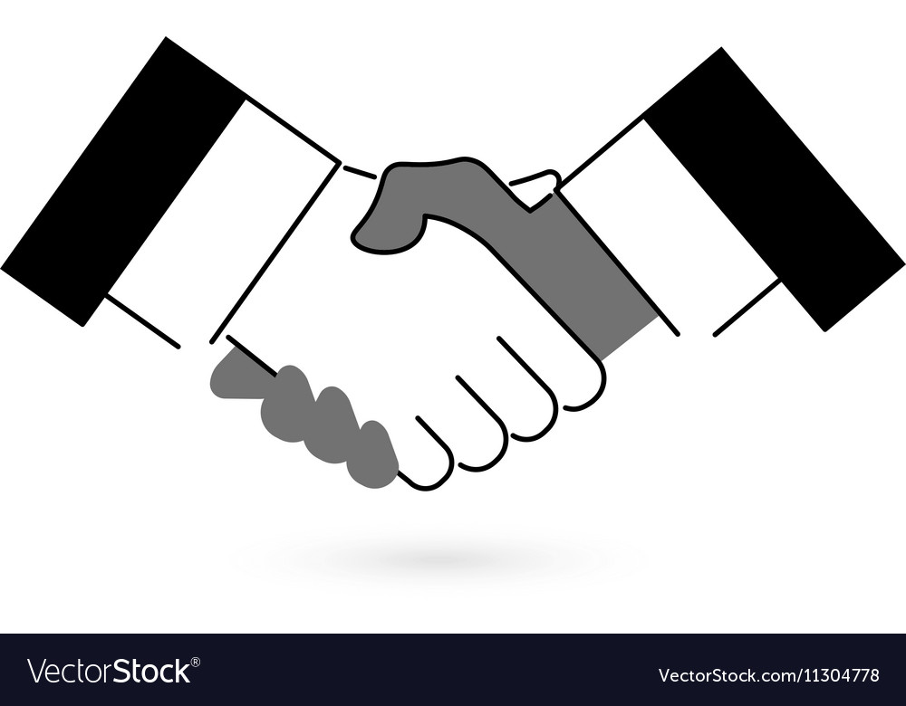 Gray and black handshake icon flat style