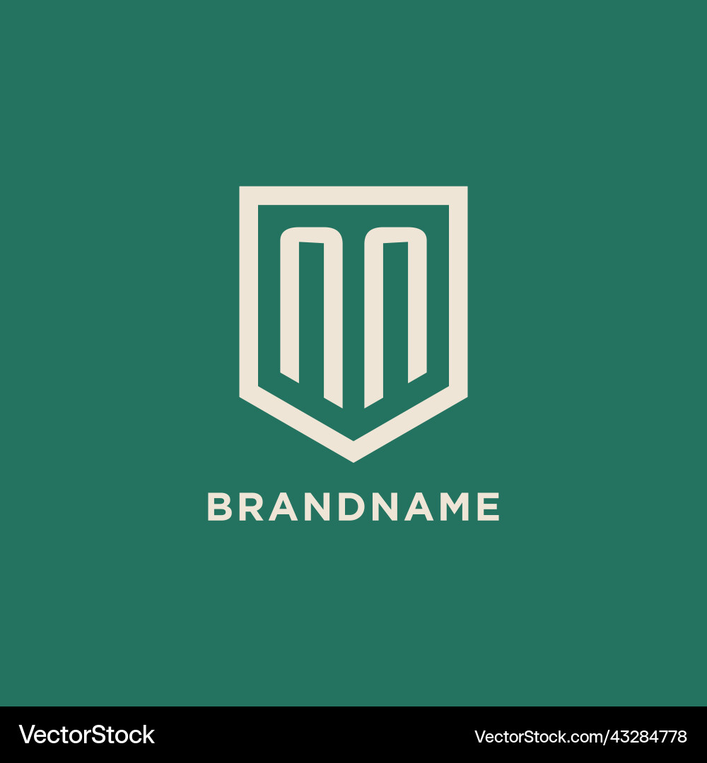 Nn initial logo monogram shield geometric shape Vector Image