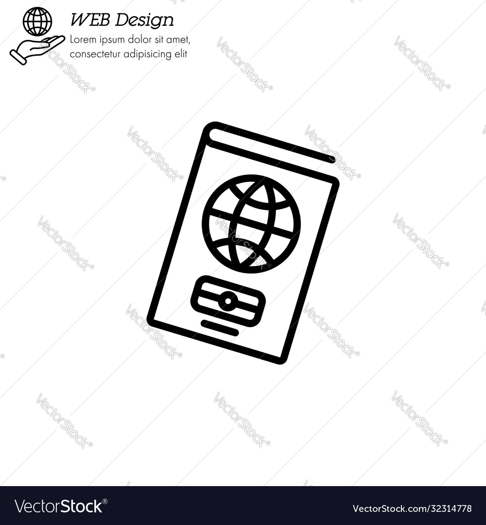Passport icon thin line linear outline simple