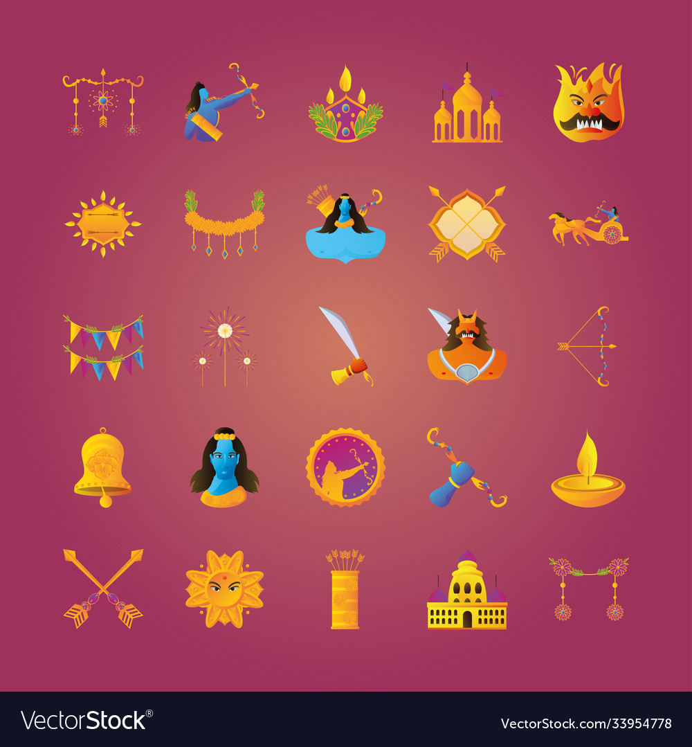 Set Icons dussehra Feier